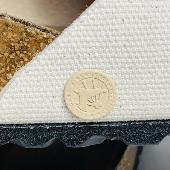 Birkenstock Madrid Big Buckle Rivet Logo 38 Narrow Canvas Eggshell Sandal NWOB - Picture 5 of 8